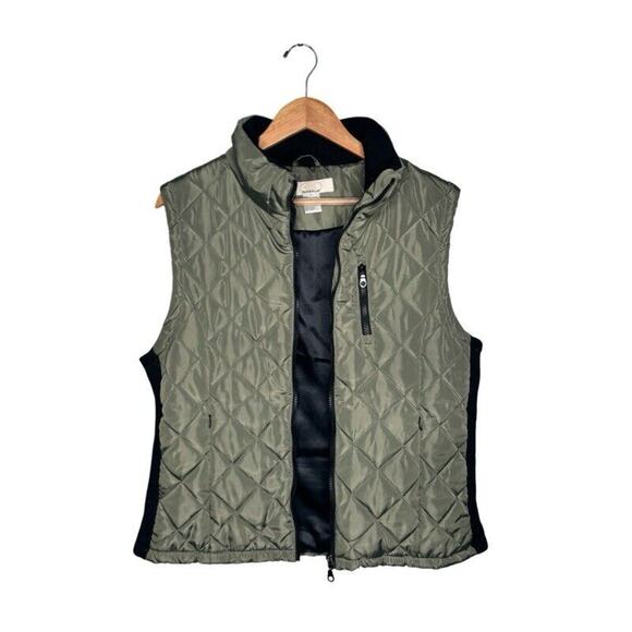 Chebella Quilted Vest Size Large Full Zip Pockets Olive Green Casual Winter - Picture 4 of 11